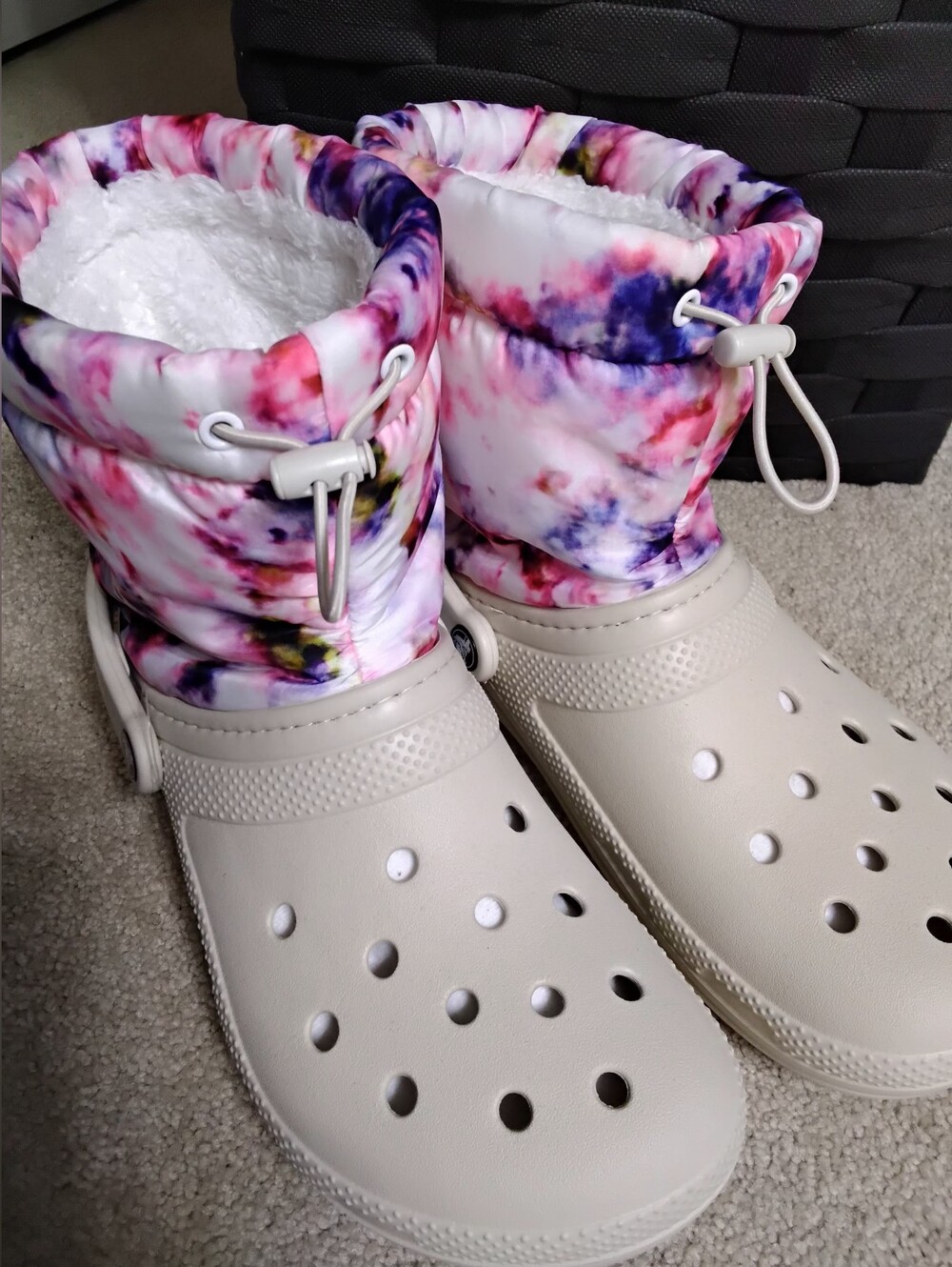 Crocs Classic Lined Neo Puff Tie Dye Boot, Beige/Pink, Women's 9/Men's 7 - Picture 6 of 11